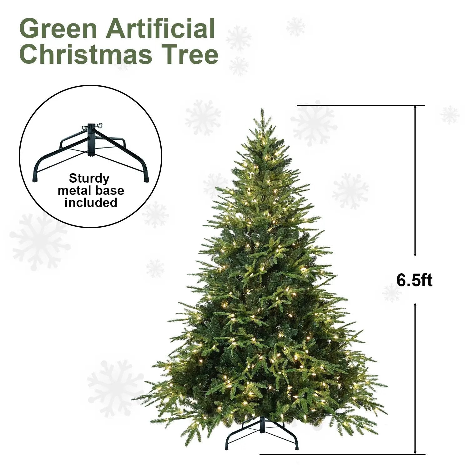 6.5ft Pre-Lit Artificial Christmas Tree with 450 Warm Lights by HouseOfZazla