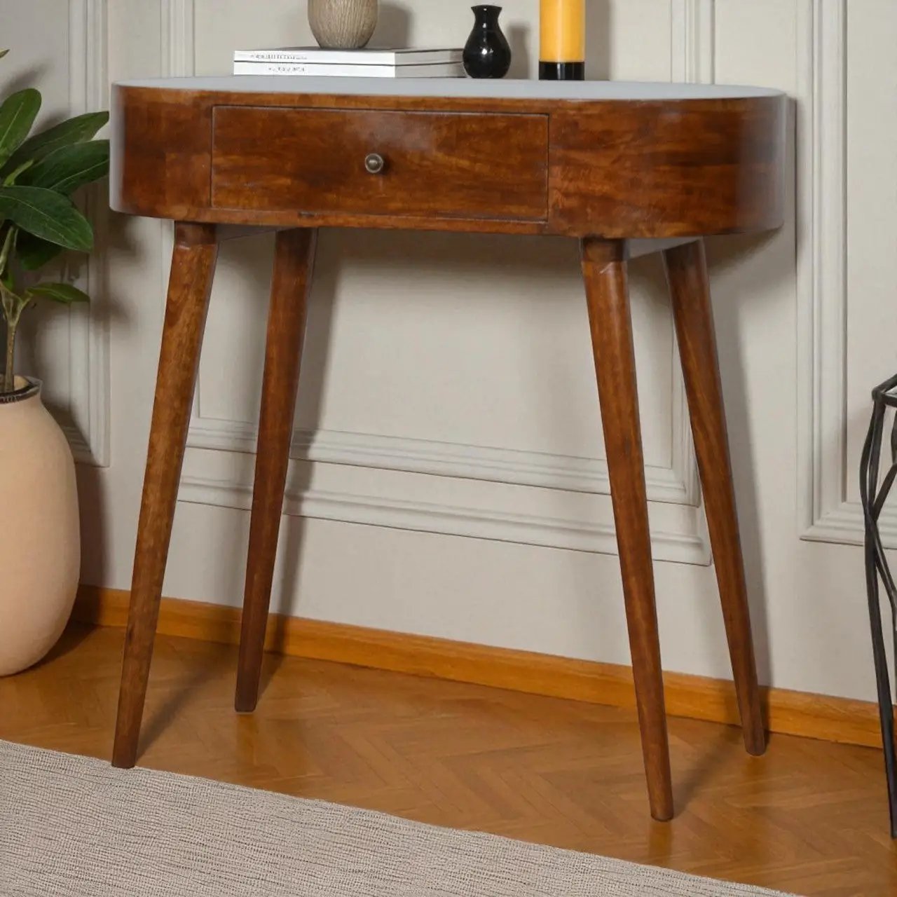 Solid Wood Albion Console, 1 Drawer, Chestnut by HouseOfZazla