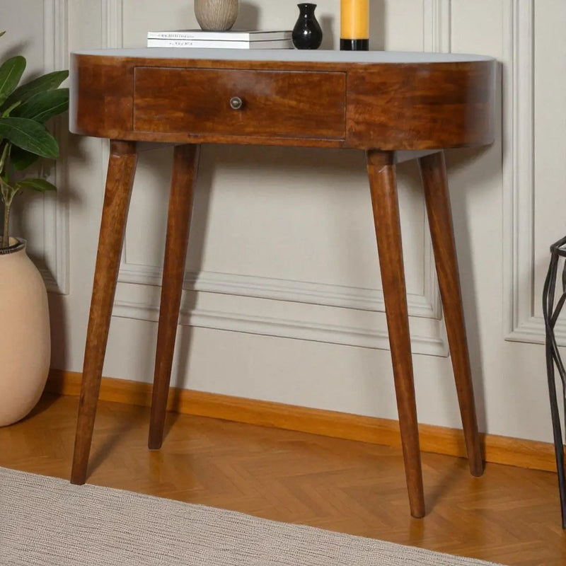 Solid Wood Albion Console, 1 Drawer, Chestnut by HouseOfZazla