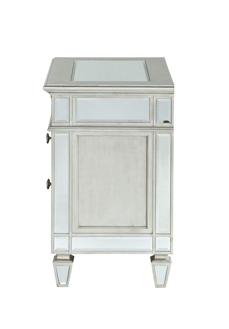 Mirrored Nightstand with Felt-Lined Drawer - Silver, photo 6 of 10