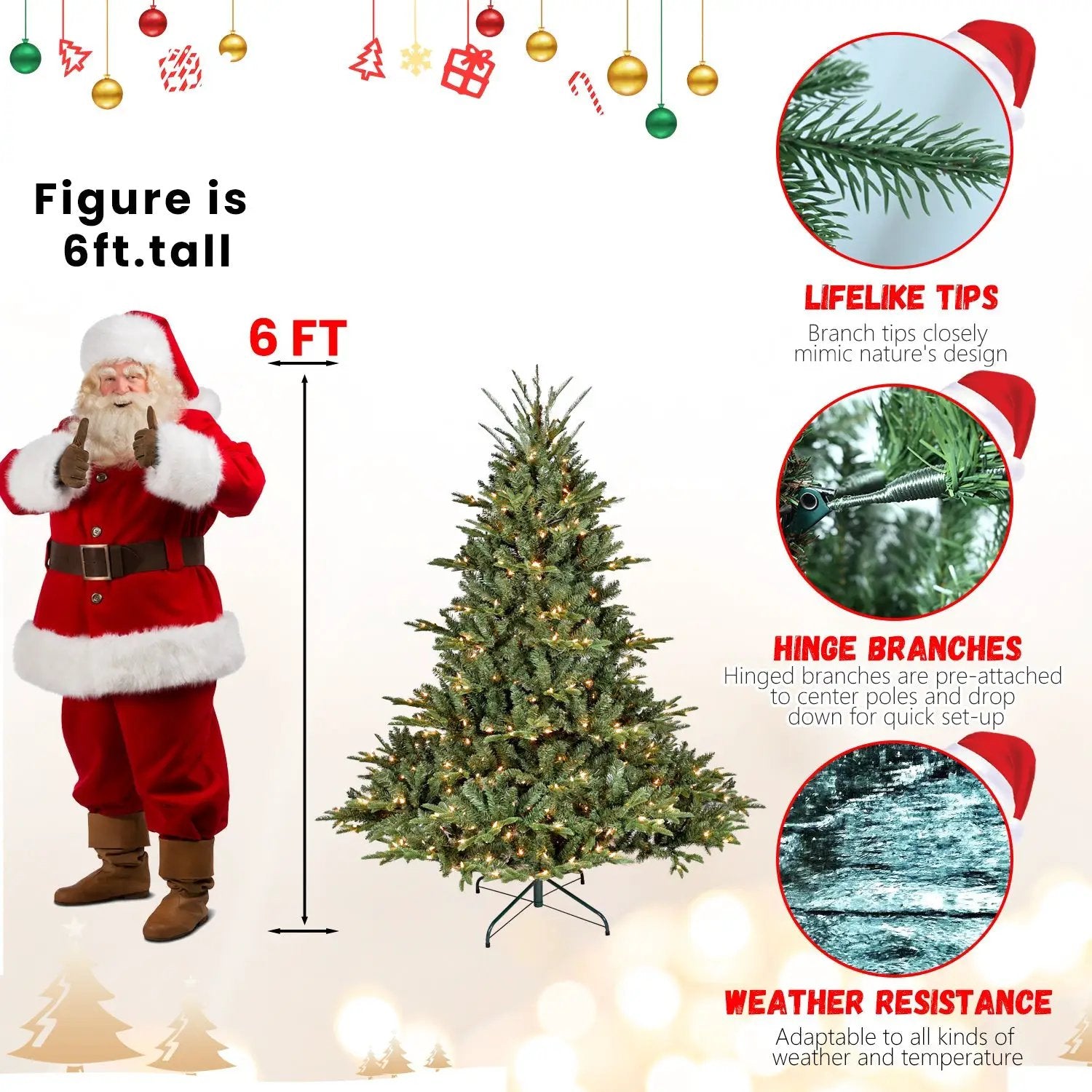 6FT Full-Shape Christmas Tree with 500 UL Lights by HouseOfZazla