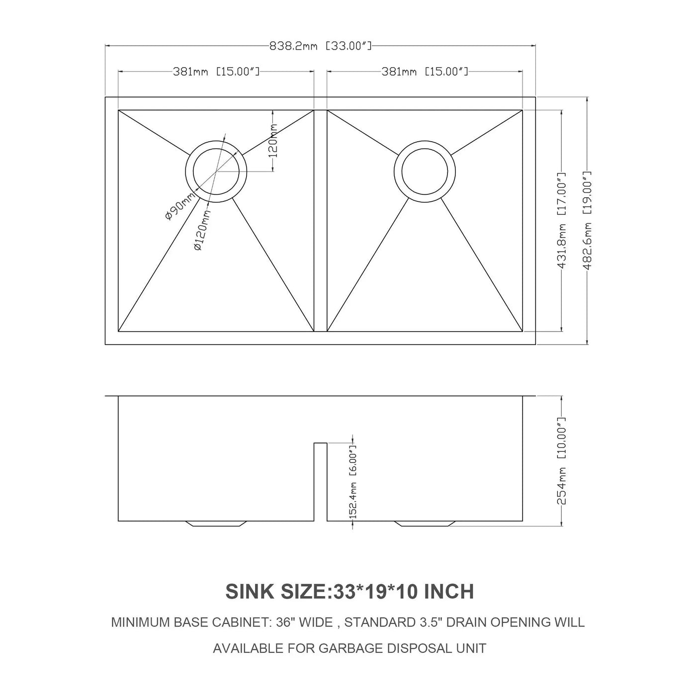 Modern Double Bowl Undermount Sink Design With 10" Deep Basins by HouseOfZazla