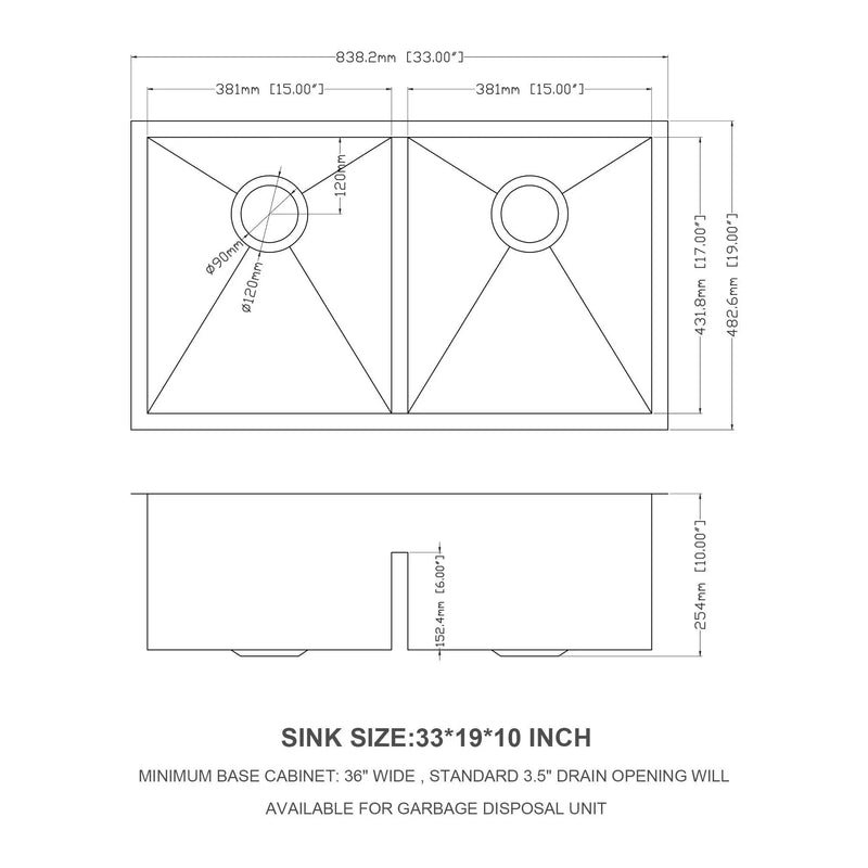 Modern Double Bowl Undermount Sink Design With 10" Deep Basins by HouseOfZazla