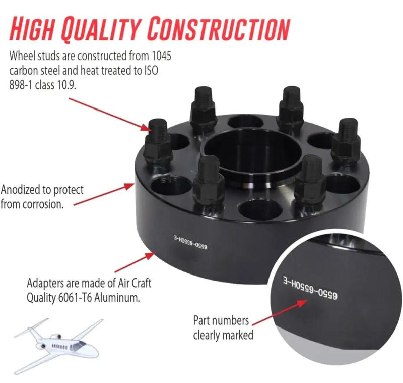 Coyote Accessories - Black Anodized 6061-Billet Aluminum Wheel Adapter Set Of 2 by Selzalot