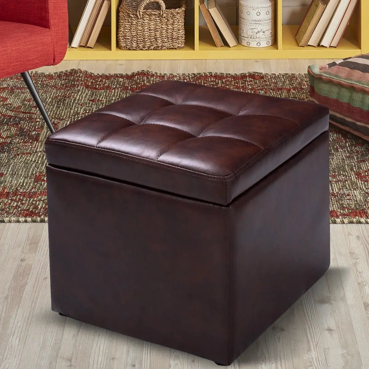 Foldable Cube Ottoman Pouffe Storage Seat by DirectDeals