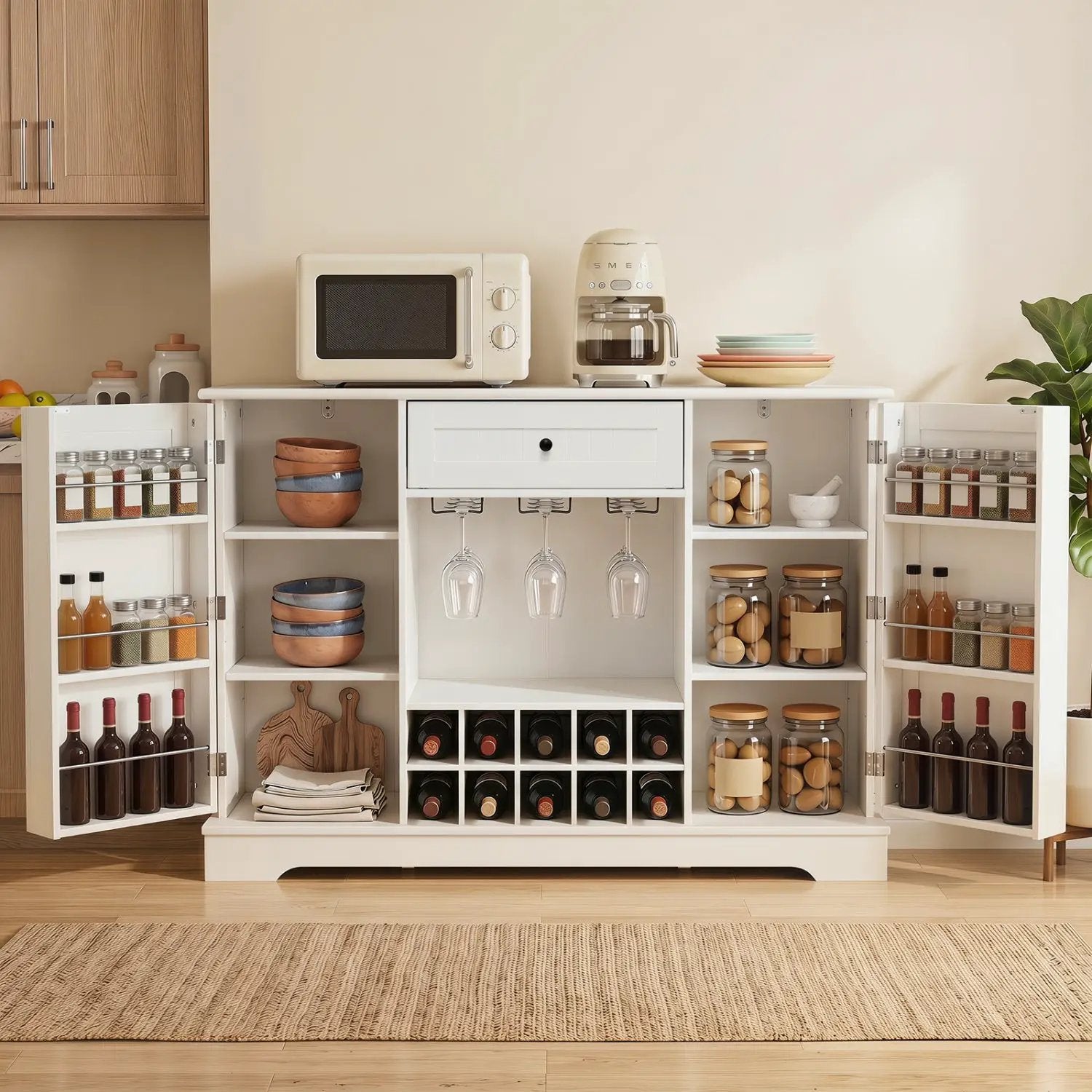 47.2 Inch Sideboard Cabinet with Wine Rack and Storage by DirectDeals