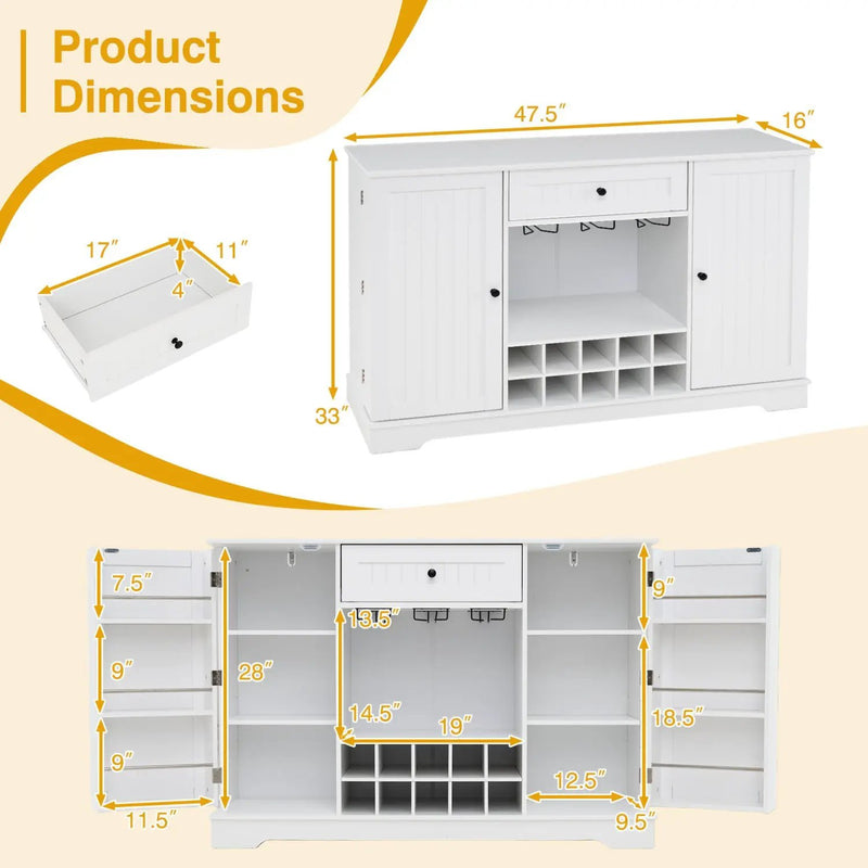 47.2 Inch Sideboard Cabinet with Wine Rack and Storage by DirectDeals