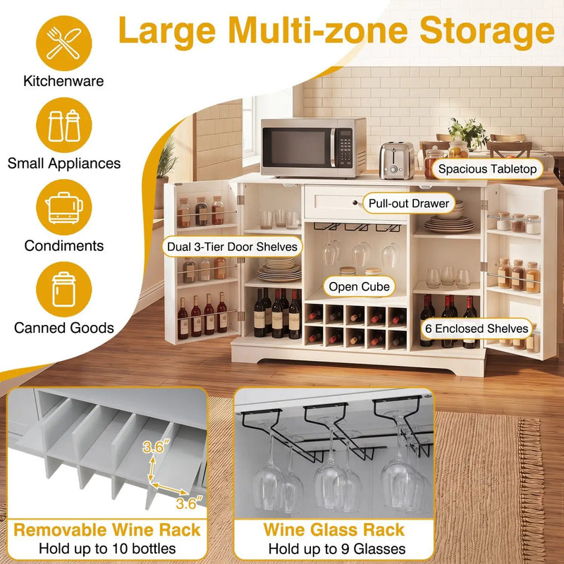 47.2 Inch Sideboard Cabinet with Wine Rack and Storage by DirectDeals