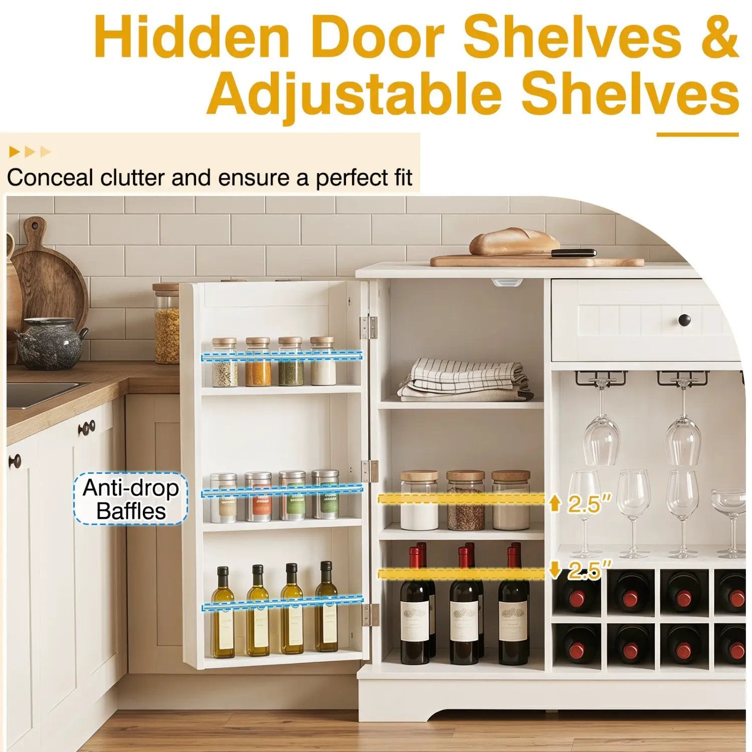 47.2 Inch Sideboard Cabinet with Wine Rack and Storage by DirectDeals
