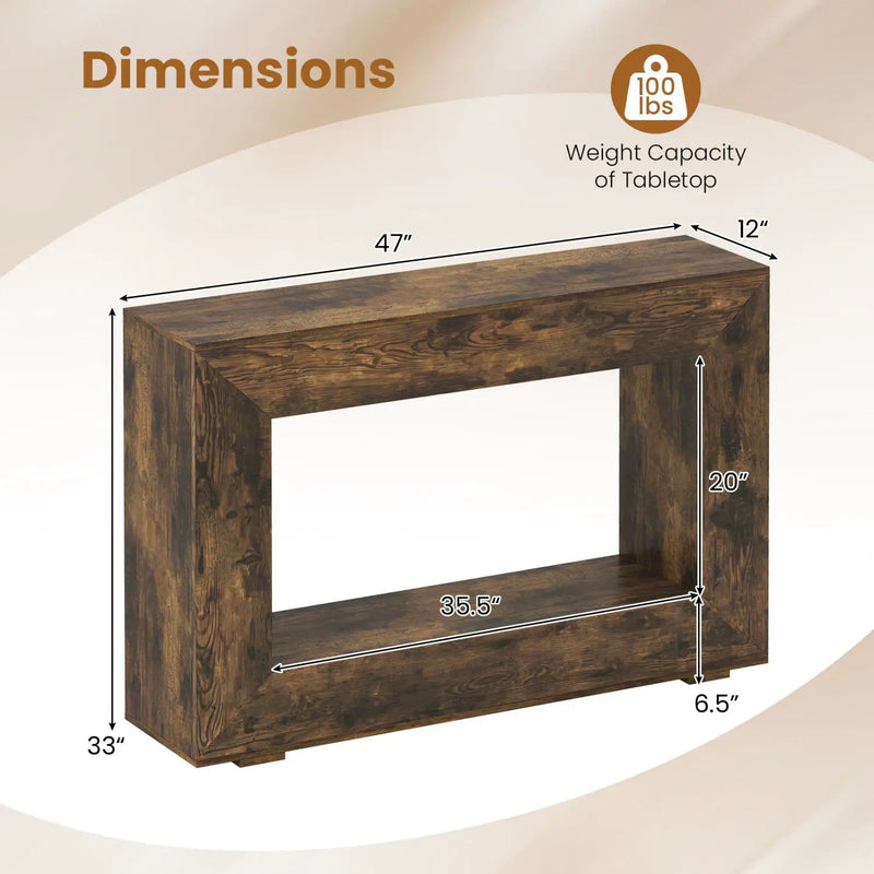 47" Farmhouse Console Table with 2-Tier Storage Shelf by DirectDeals
