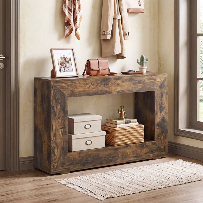 47" Farmhouse Console Table with 2-Tier Storage Shelf by DirectDeals