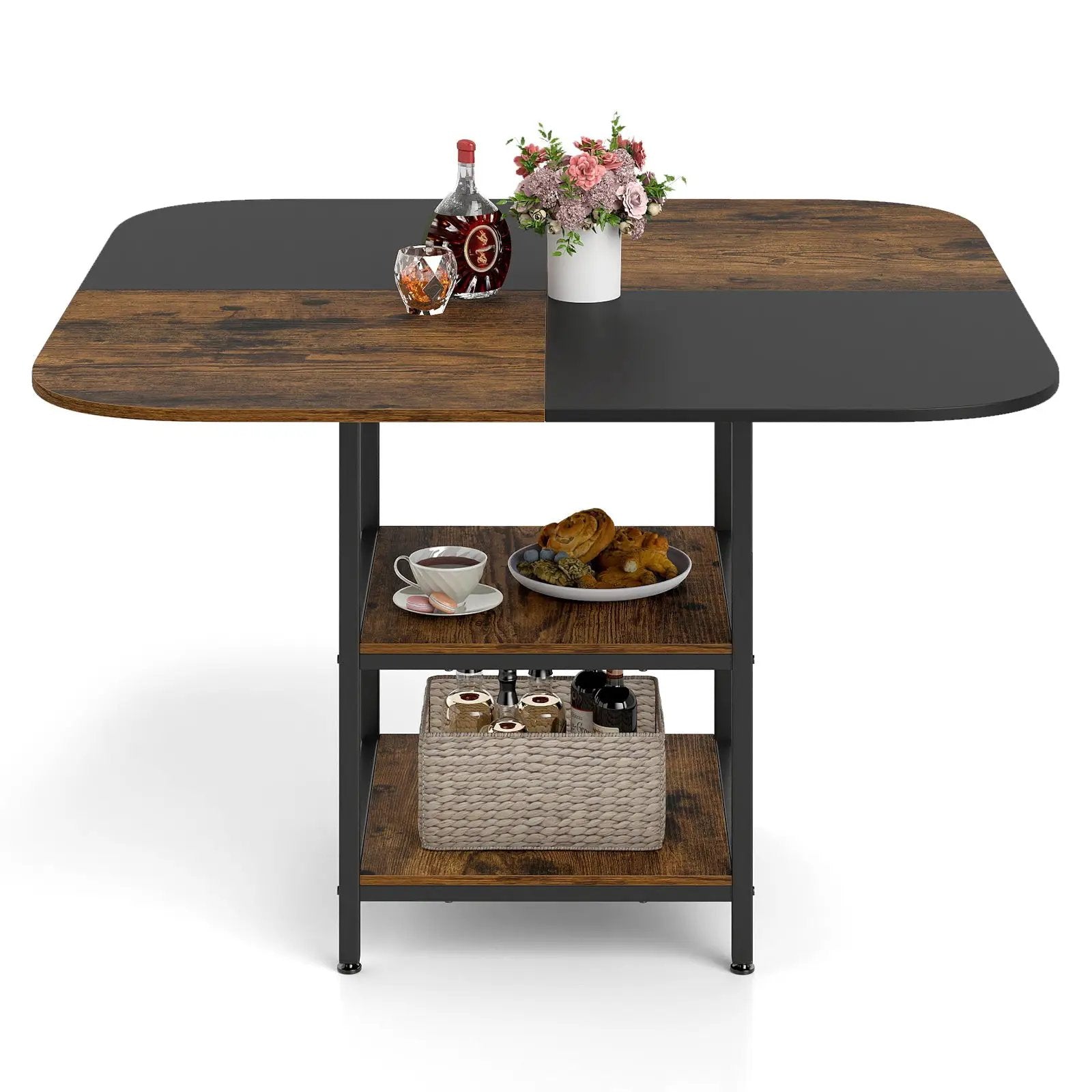 47.5 inch Modern Dining Table Square Kitchen Table with Mix-colored Tabletop by DirectDeals