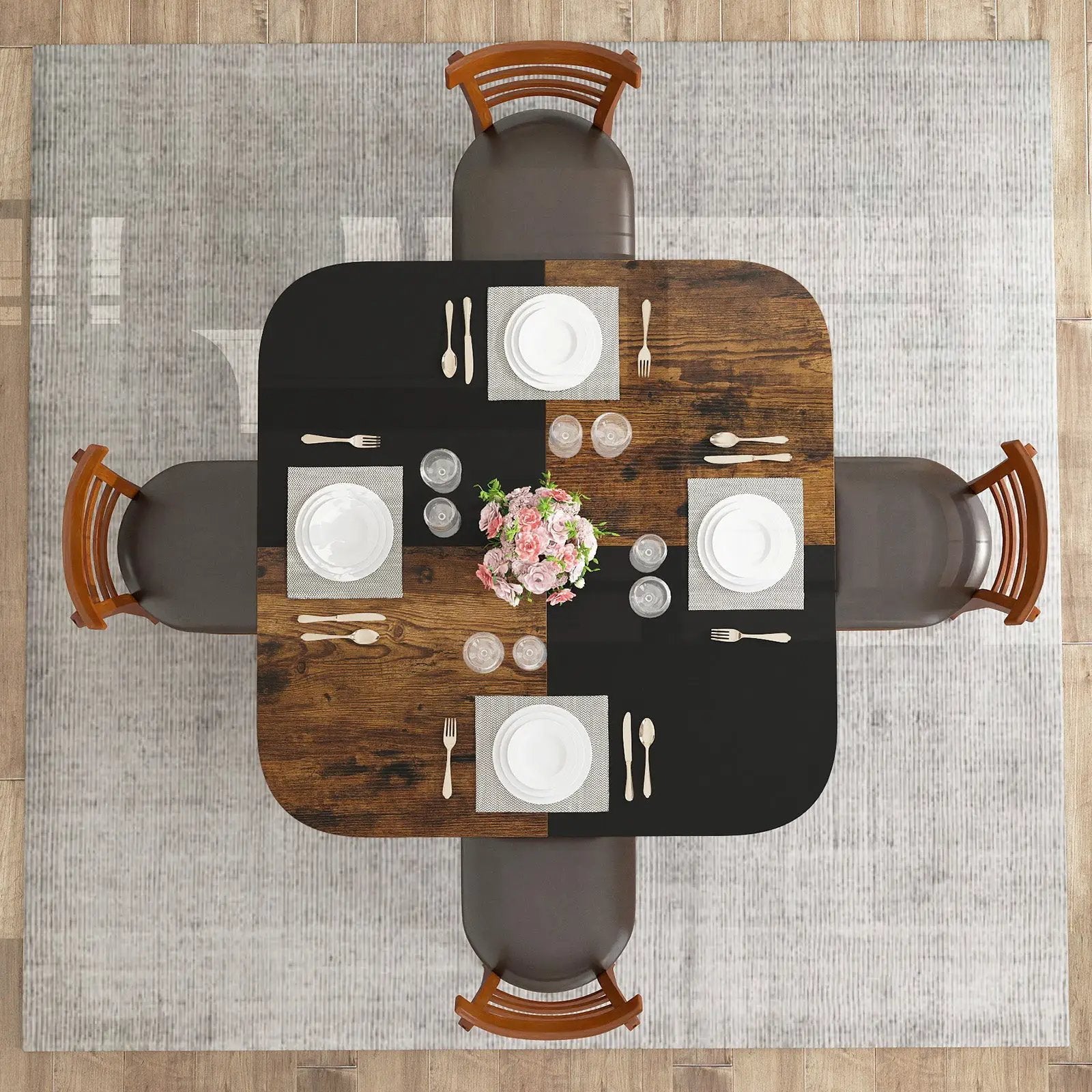 47.5 inch Modern Dining Table Square Kitchen Table with Mix-colored Tabletop by DirectDeals