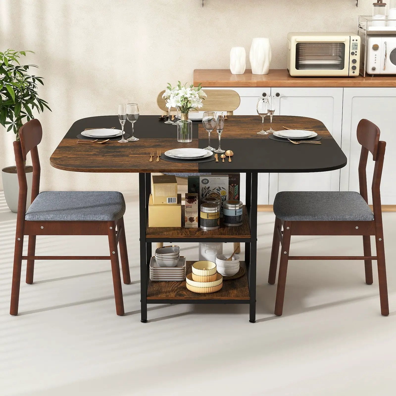 47.5 inch Modern Dining Table Square Kitchen Table with Mix-colored Tabletop by DirectDeals