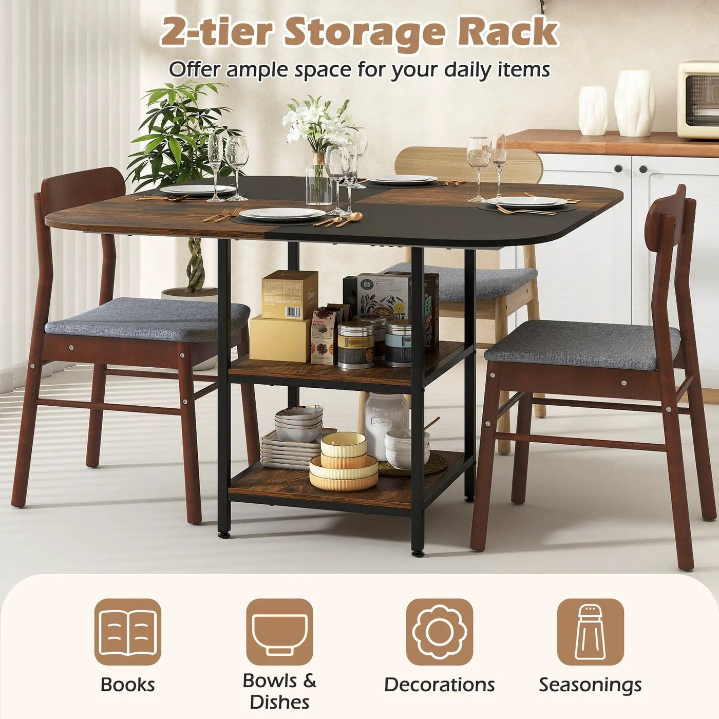 47.5 inch Modern Dining Table Square Kitchen Table with Mix-colored Tabletop by DirectDeals