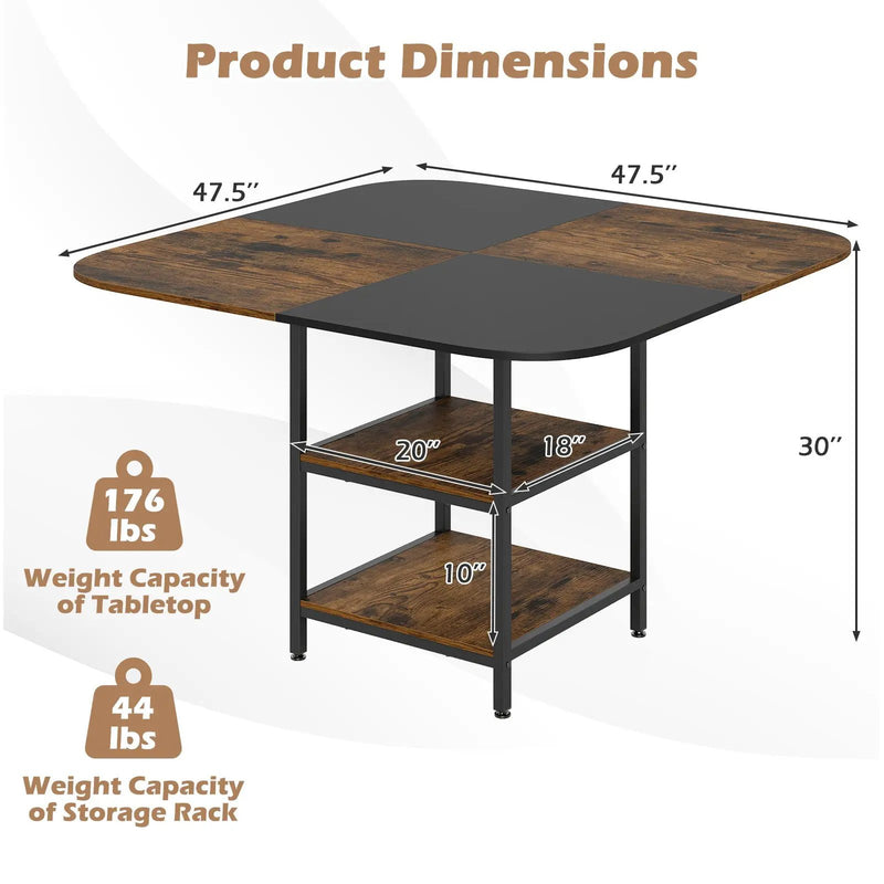 47.5 inch Modern Dining Table Square Kitchen Table with Mix-colored Tabletop by DirectDeals