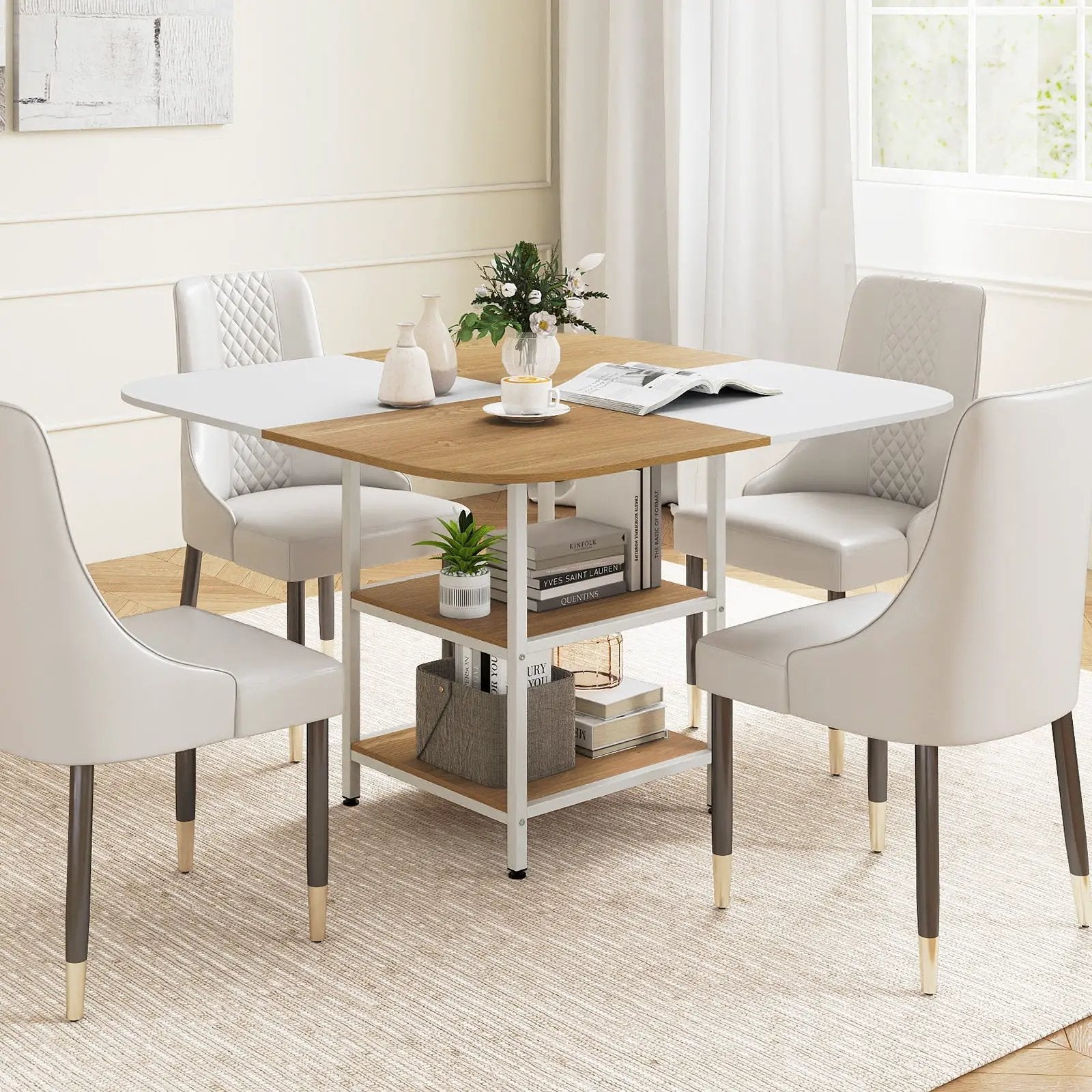 47.5 inch Modern Dining Table Square Kitchen Table with Mix-colored Tabletop by DirectDeals