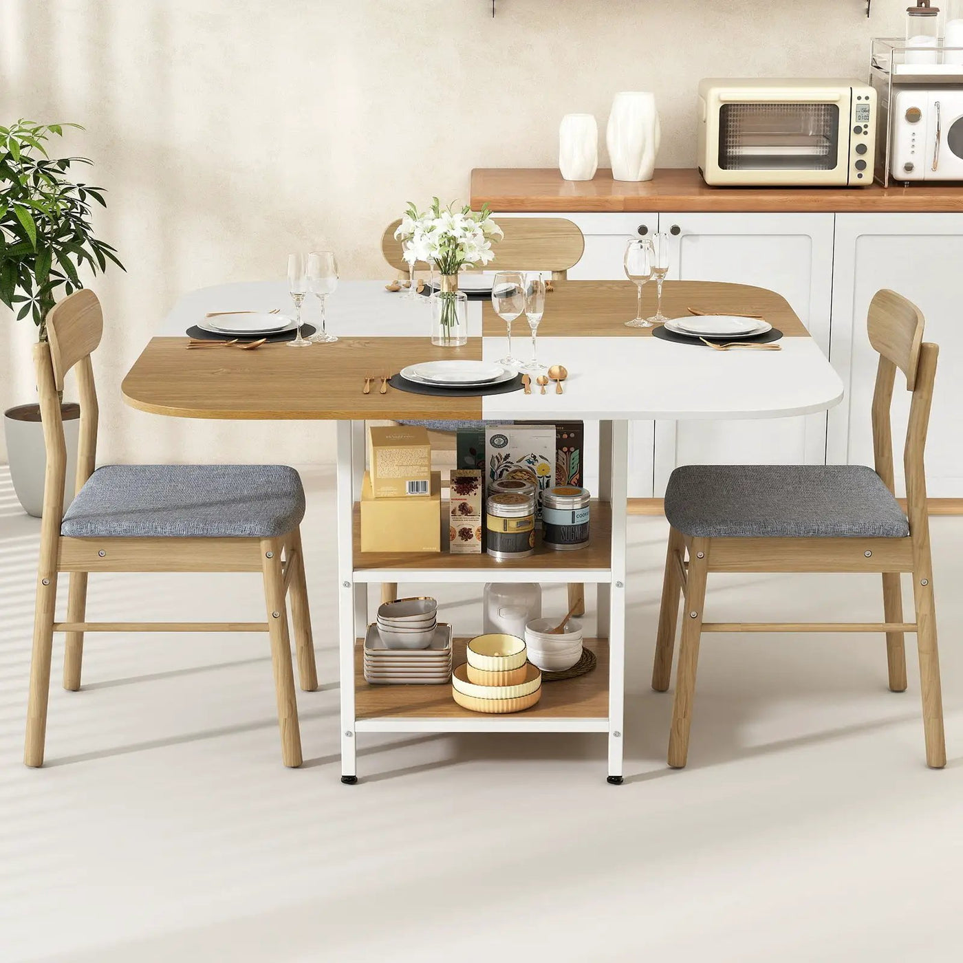 47.5 inch Modern Dining Table Square Kitchen Table with Mix-colored Tabletop by DirectDeals