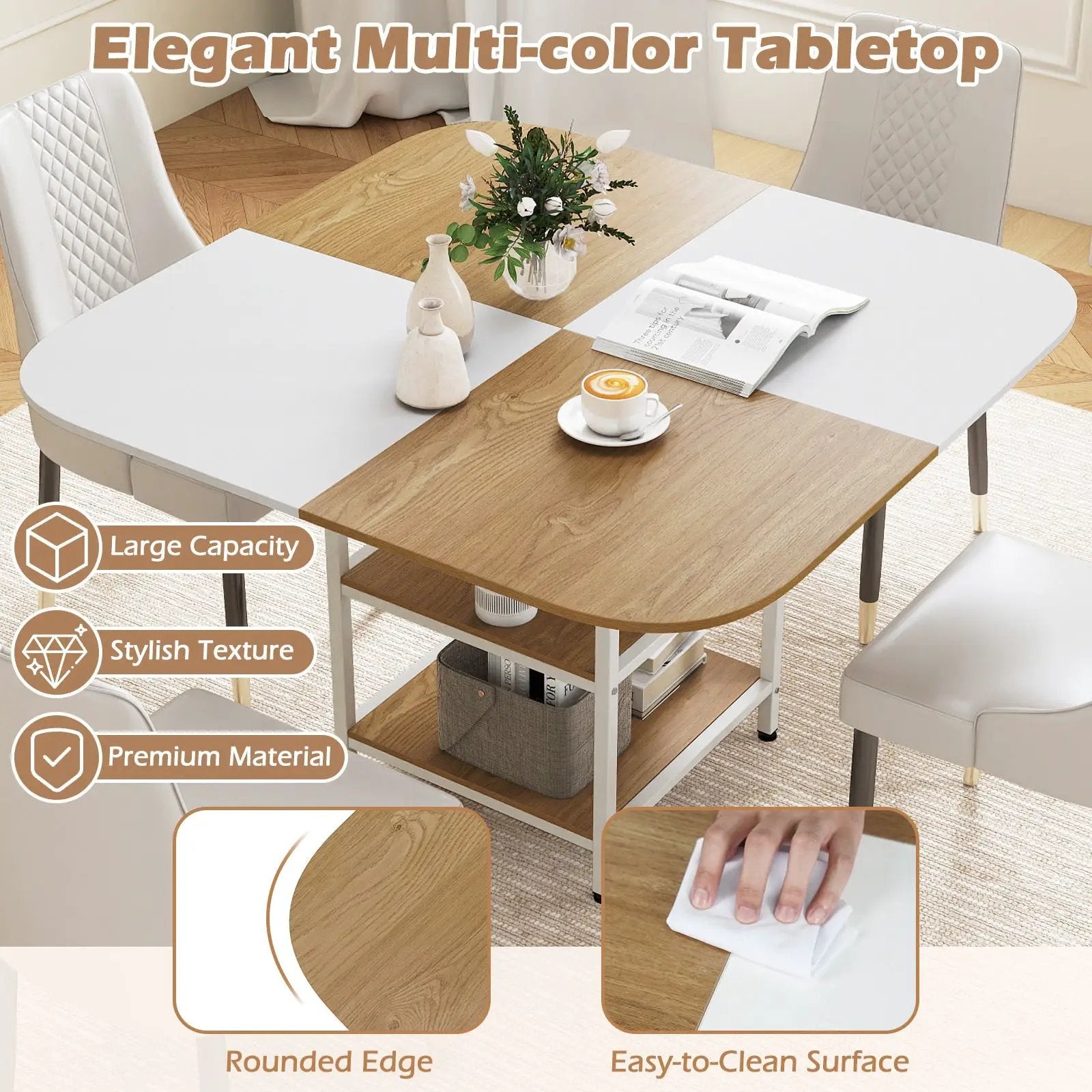 47.5 inch Modern Dining Table Square Kitchen Table with Mix-colored Tabletop by DirectDeals