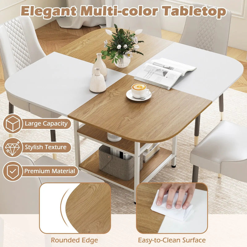 47.5 inch Modern Dining Table Square Kitchen Table with Mix-colored Tabletop by DirectDeals