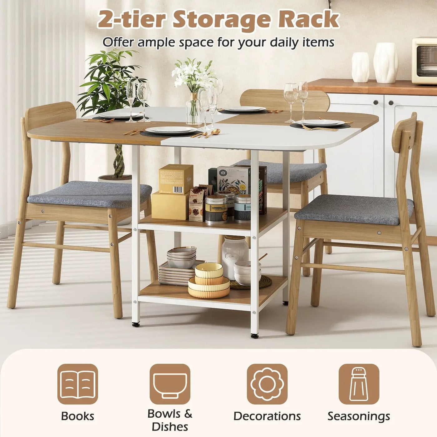 47.5 inch Modern Dining Table Square Kitchen Table with Mix-colored Tabletop by DirectDeals
