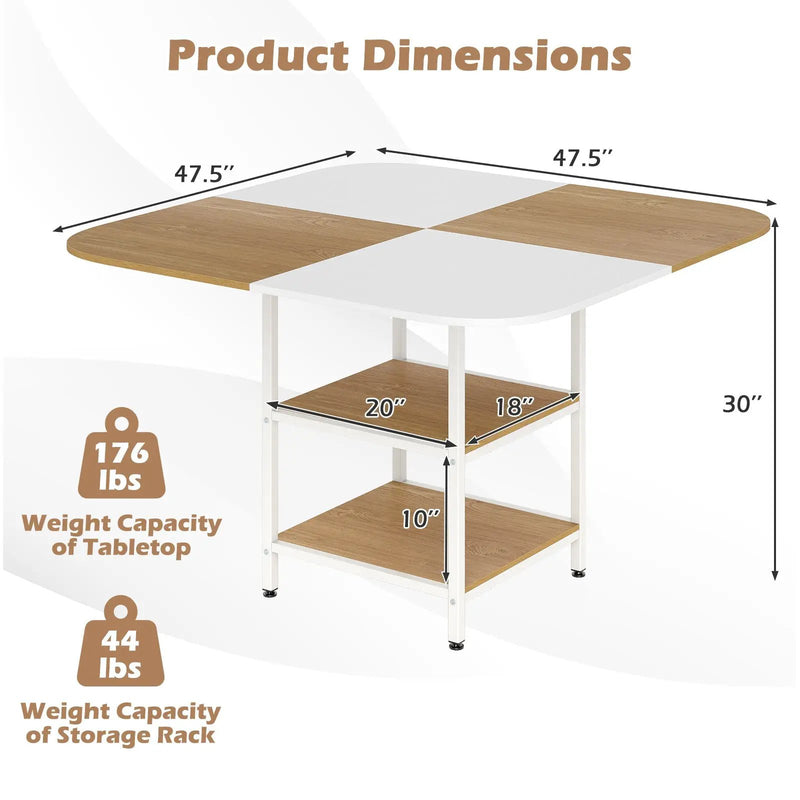 47.5 inch Modern Dining Table Square Kitchen Table with Mix-colored Tabletop by DirectDeals