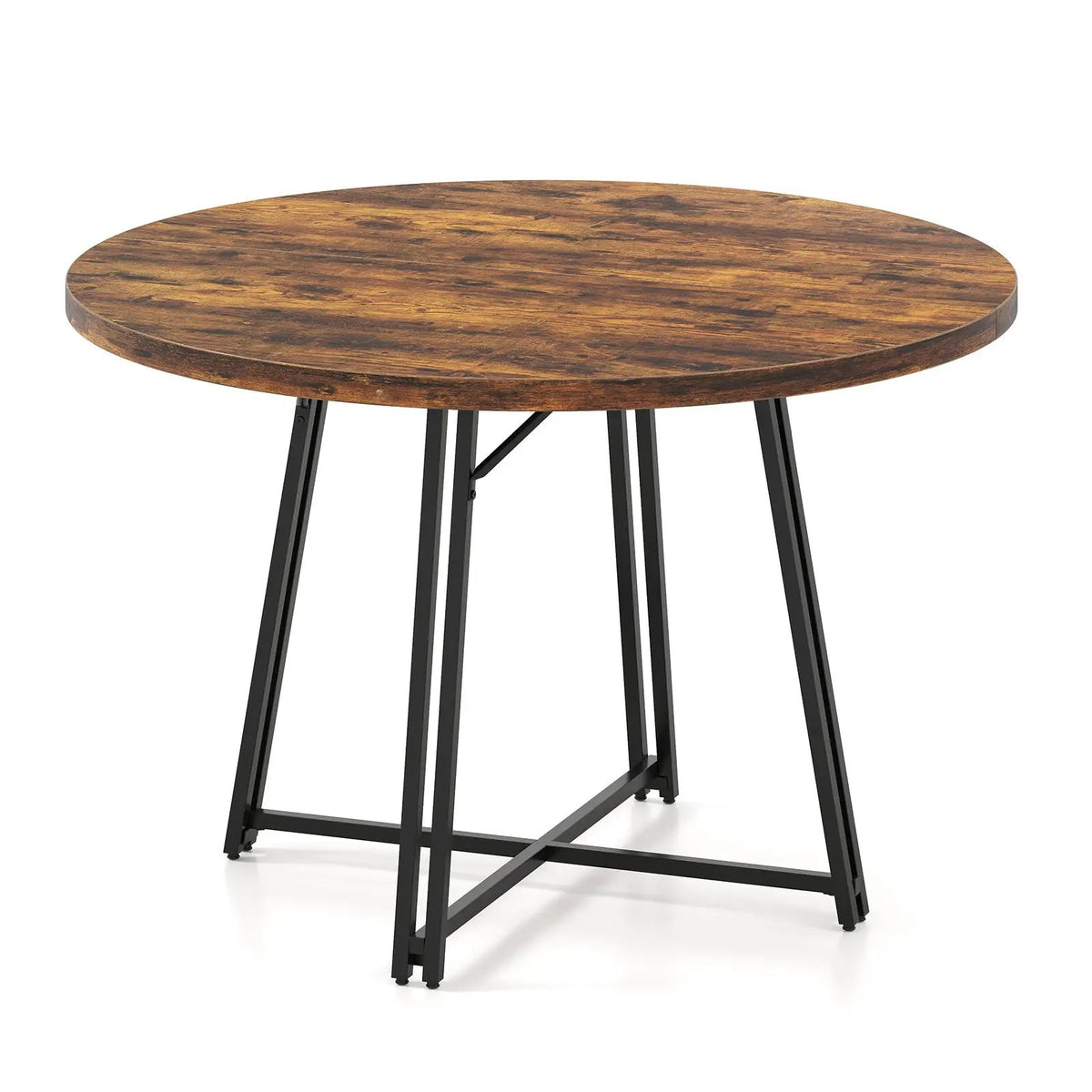 47 Inch Dining Table for 4-6 People Round Kitchen Table with Cross Base by DirectDeals