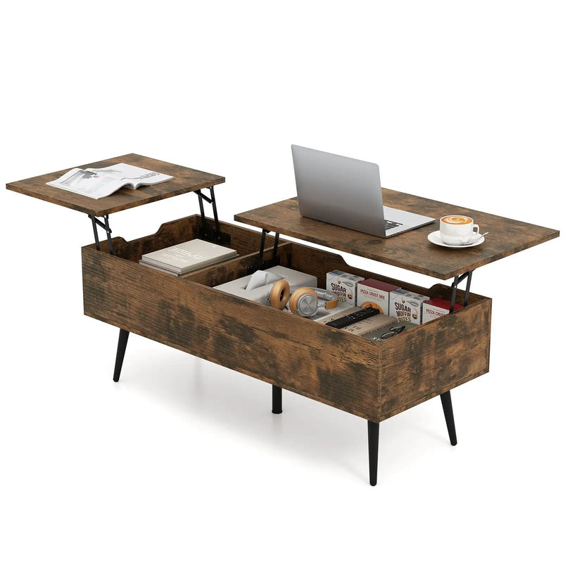 47 Inch Lift Top Coffee Table with 2 Hidden Compartments by DirectDeals