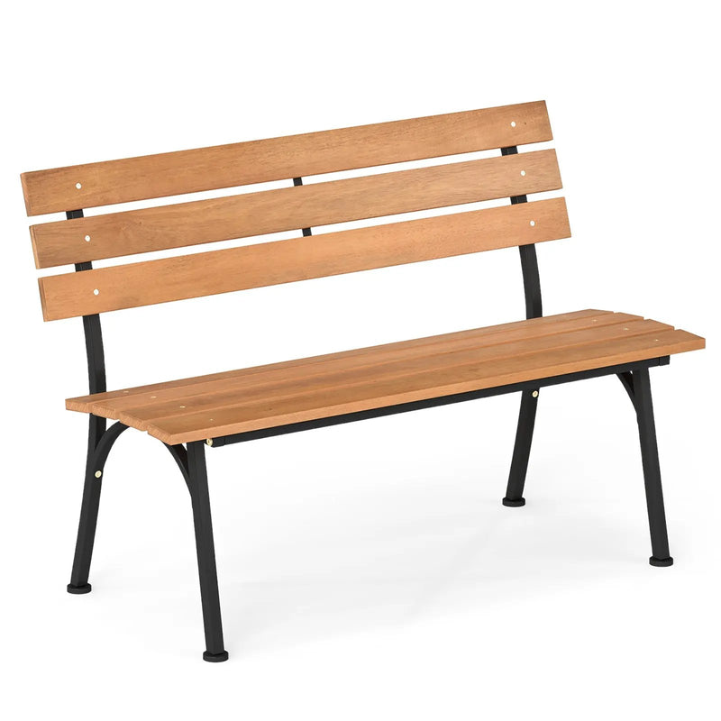 47 Inch Outdoor Acacia Wood Bench with Metal Frame and Slatted Seat by DirectDeals