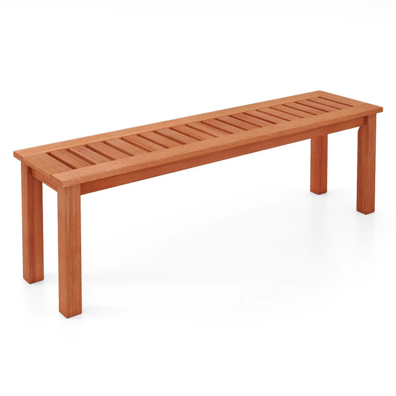 47 Inch Patio Wood Bench with Slatted Seat 2-Person by DirectDeals