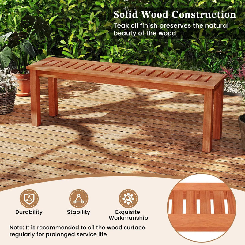 47 Inch Patio Wood Bench with Slatted Seat 2-Person by DirectDeals