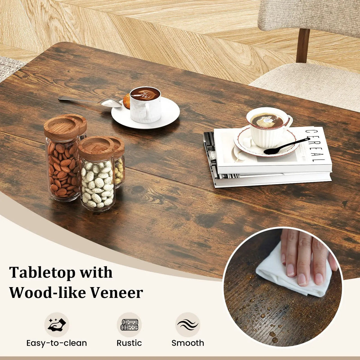 47 Inch Rectangular Dining Table with 2 Open Storage Shelves and Sturdy Metal Legs for 4-6 by DirectDeals