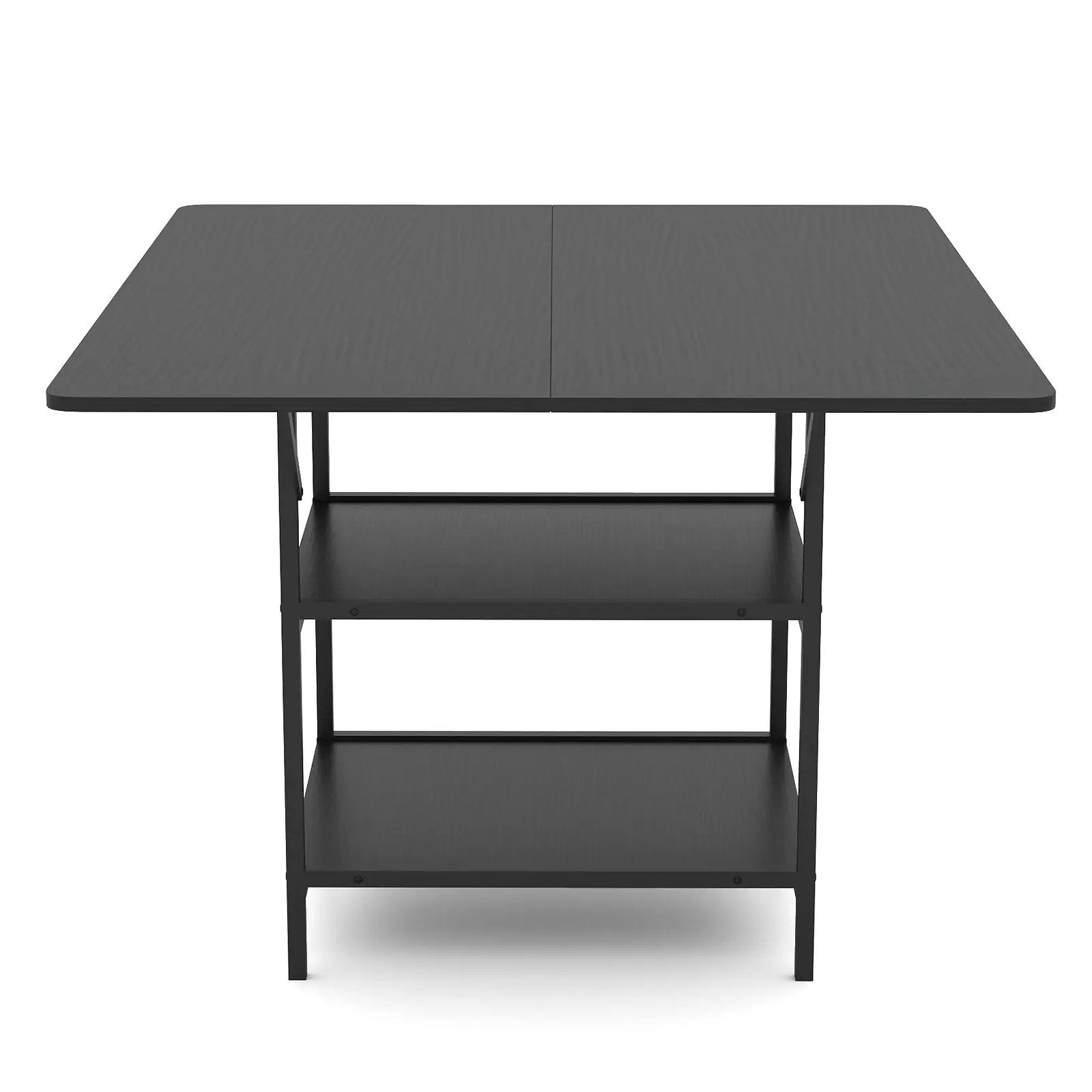 47 Inch Rectangular Dining Table with 2 Open Storage Shelves and Sturdy Metal Legs for 4-6 by DirectDeals