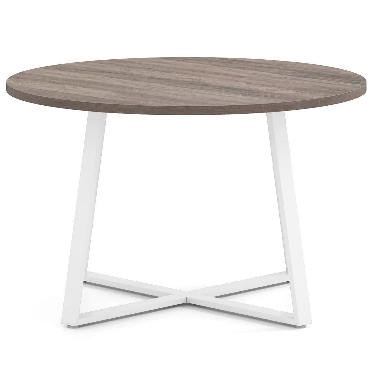 47 Inch Round Dining Table with Stable X-shaped Base and Round Thickened Tabletop by DirectDeals
