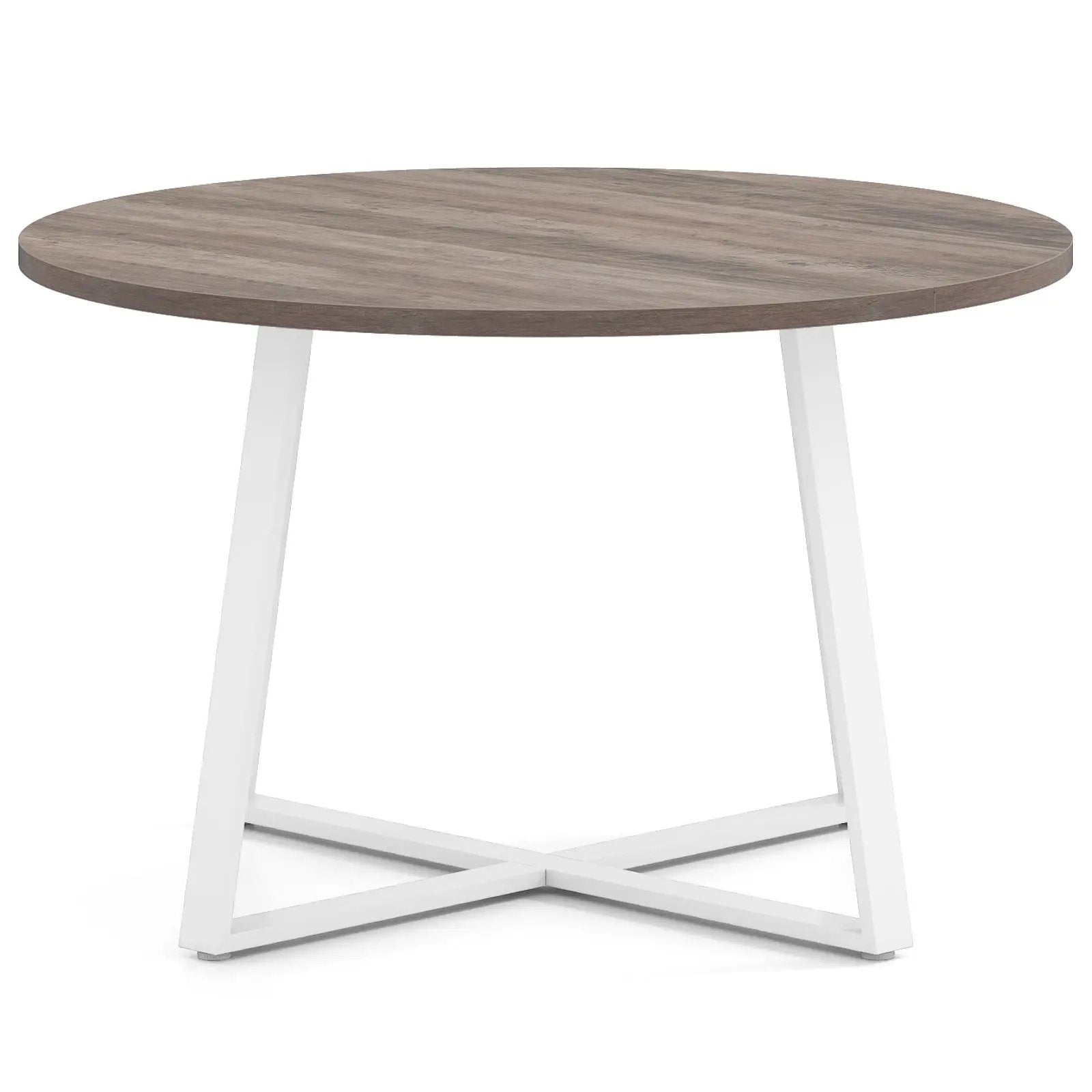 47 Inch Round Dining Table with Stable X-shaped Base and Round Thickened Tabletop by DirectDeals