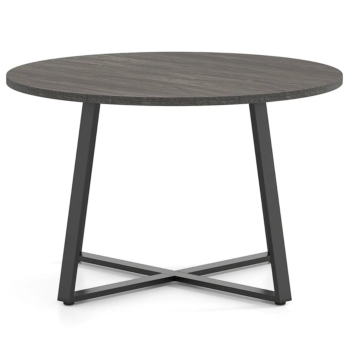47 Inch Round Dining Table with Stable X-shaped Base and Round Thickened Tabletop by DirectDeals