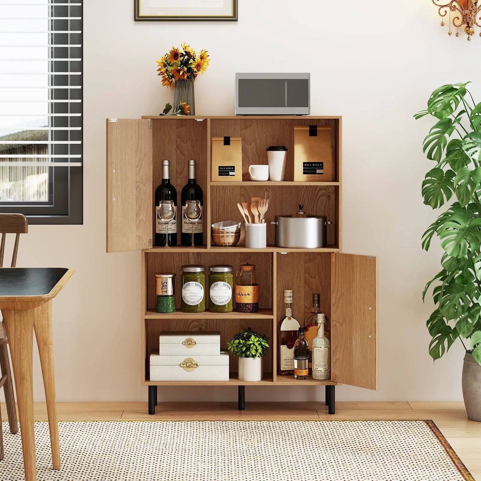 47 Inch Storage Cabinet Freestanding Bookcase with 2 Doors and 4 Open Shelves by DirectDeals