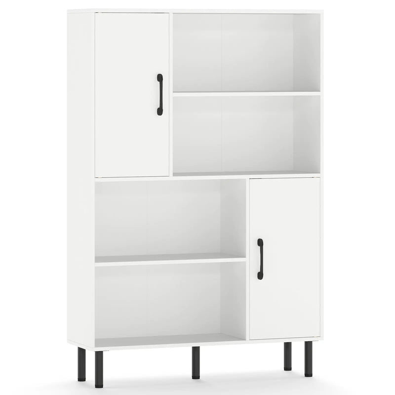 47 Inch Storage Cabinet Freestanding Bookcase with 2 Doors and 4 Open Shelves by DirectDeals