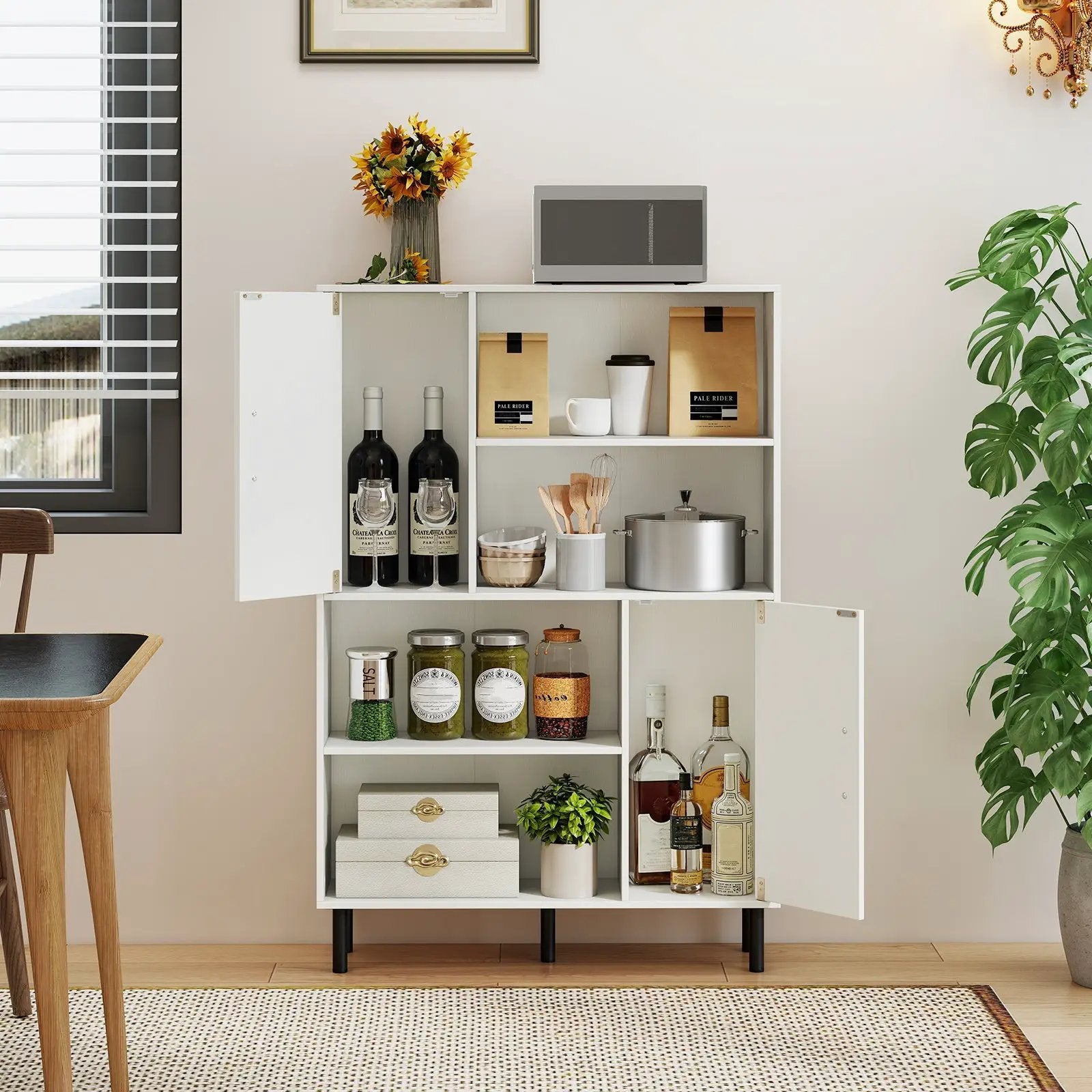 47 Inch Storage Cabinet Freestanding Bookcase with 2 Doors and 4 Open Shelves by DirectDeals