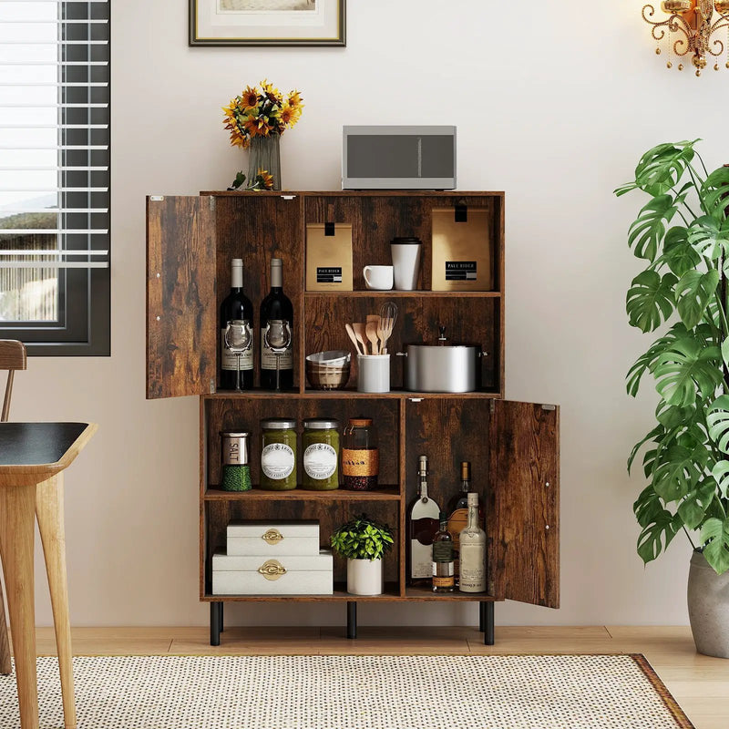 47 Inch Storage Cabinet Freestanding Bookcase with 2 Doors and 4 Open Shelves by DirectDeals