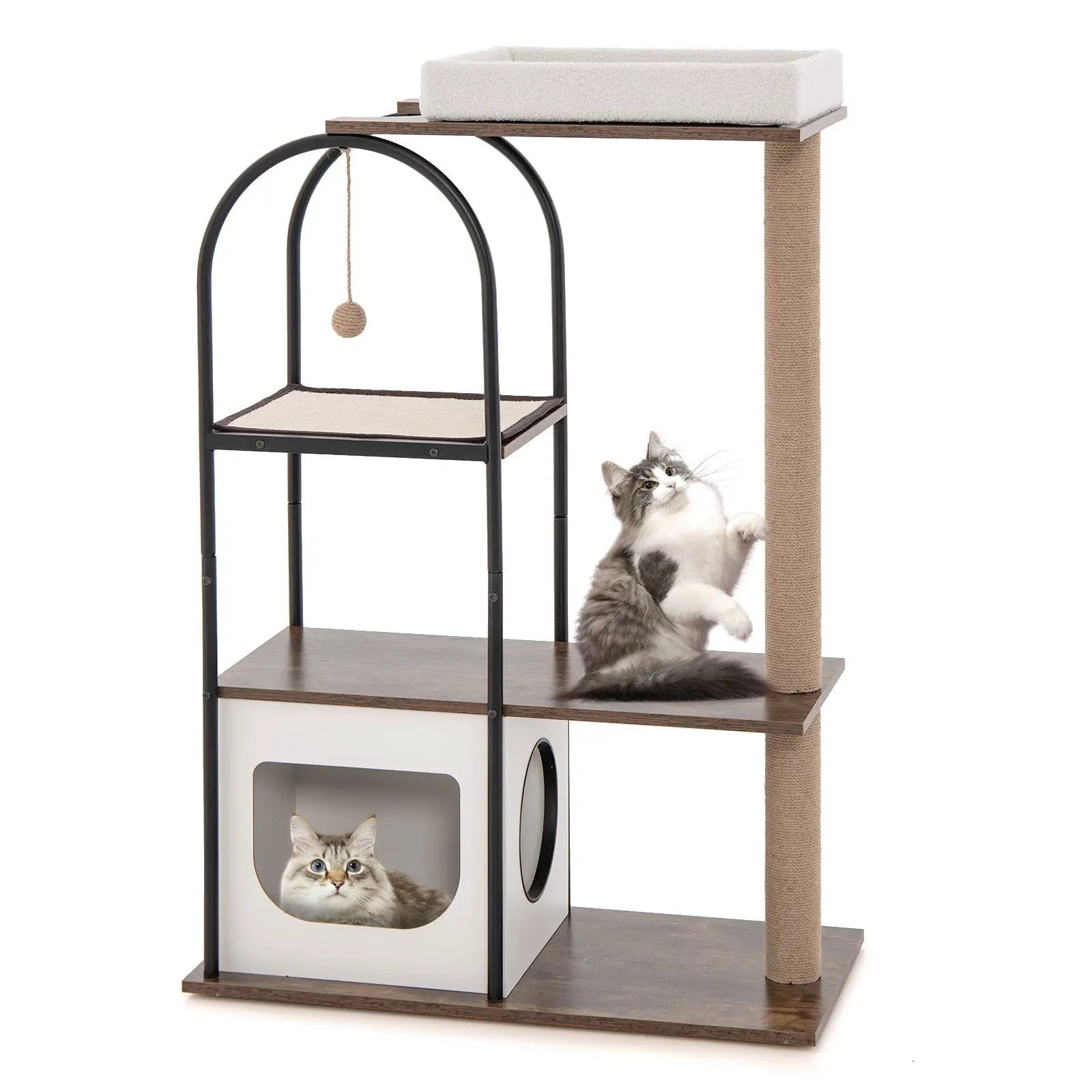 47 Inch Tall Cat Tree Tower Top Perch Cat Bed with Metal Frame by DirectDeals