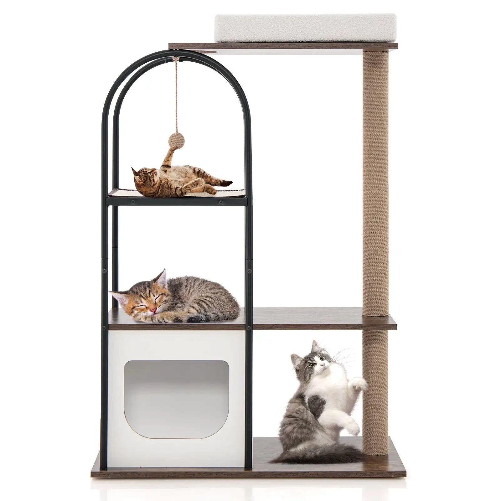 47 Inch Tall Cat Tree Tower Top Perch Cat Bed with Metal Frame by DirectDeals