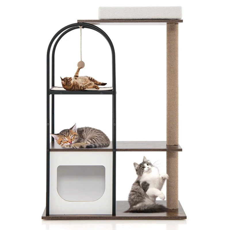 47 Inch Tall Cat Tree Tower Top Perch Cat Bed with Metal Frame by DirectDeals