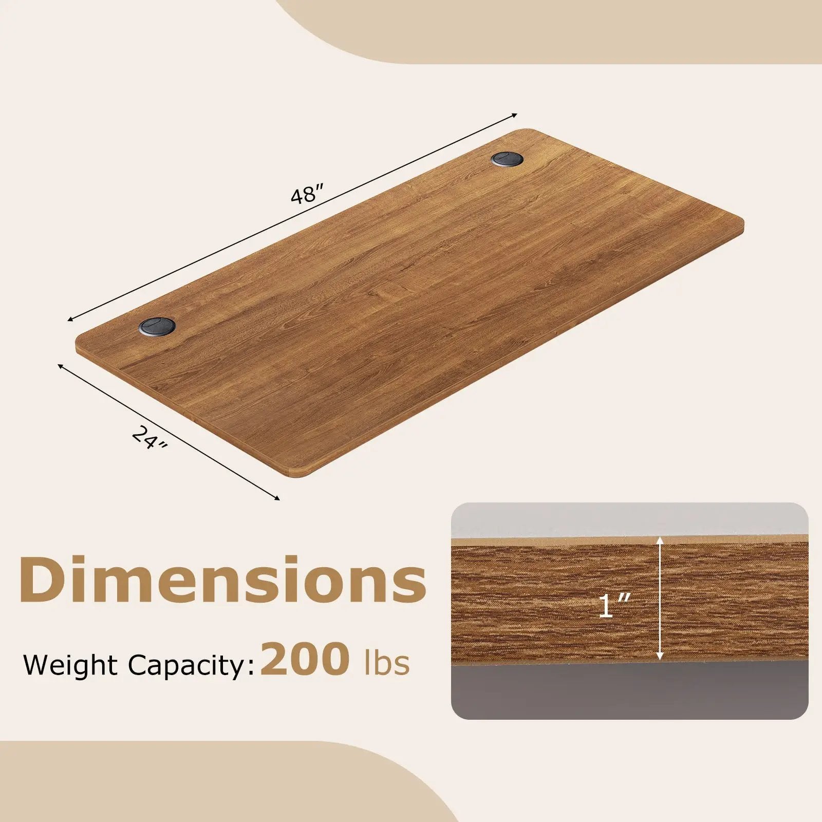 47‚Äù x 24‚Äù Universal Tabletop for Standard and Standing Desk Frame by DirectDeals