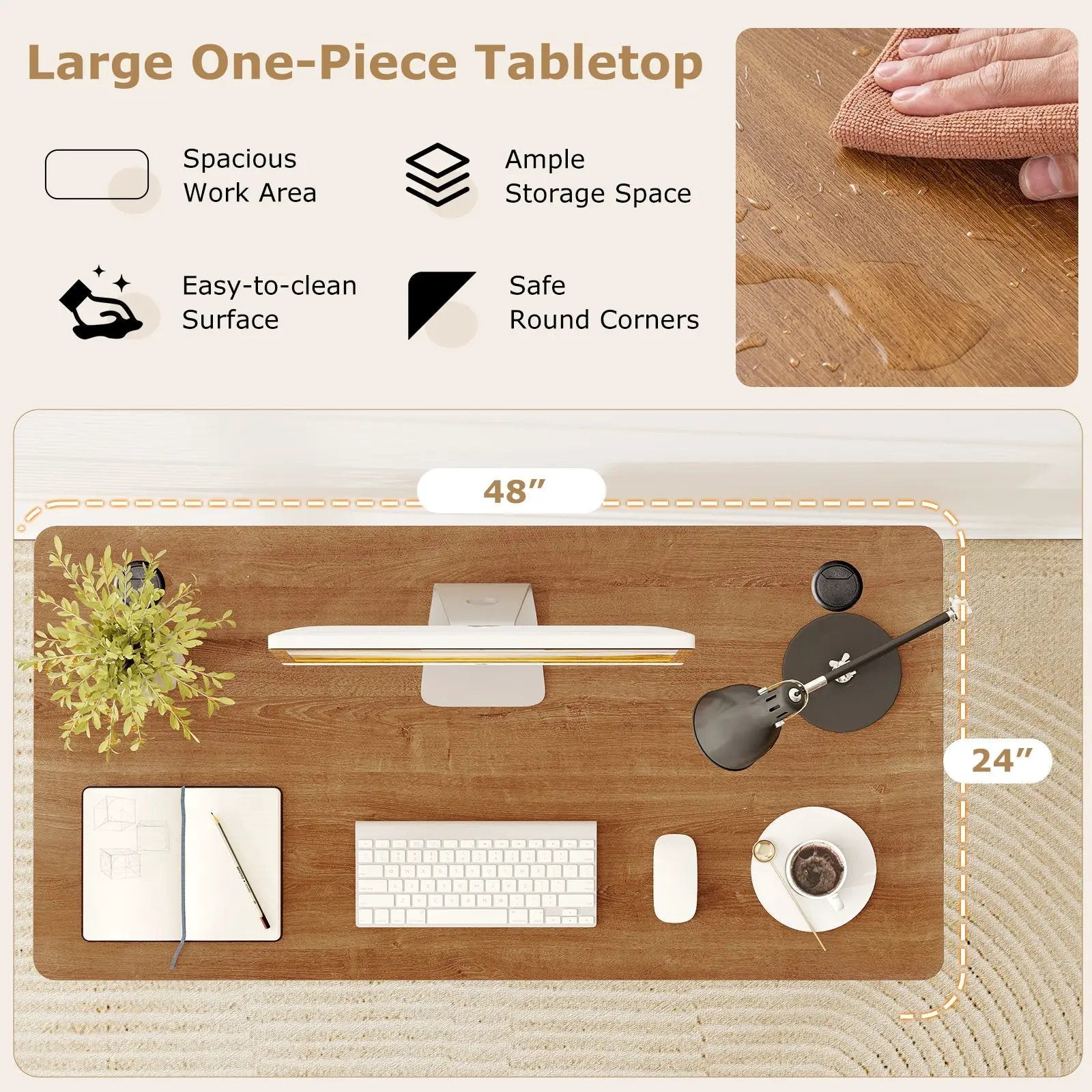 47‚Äù x 24‚Äù Universal Tabletop for Standard and Standing Desk Frame by DirectDeals