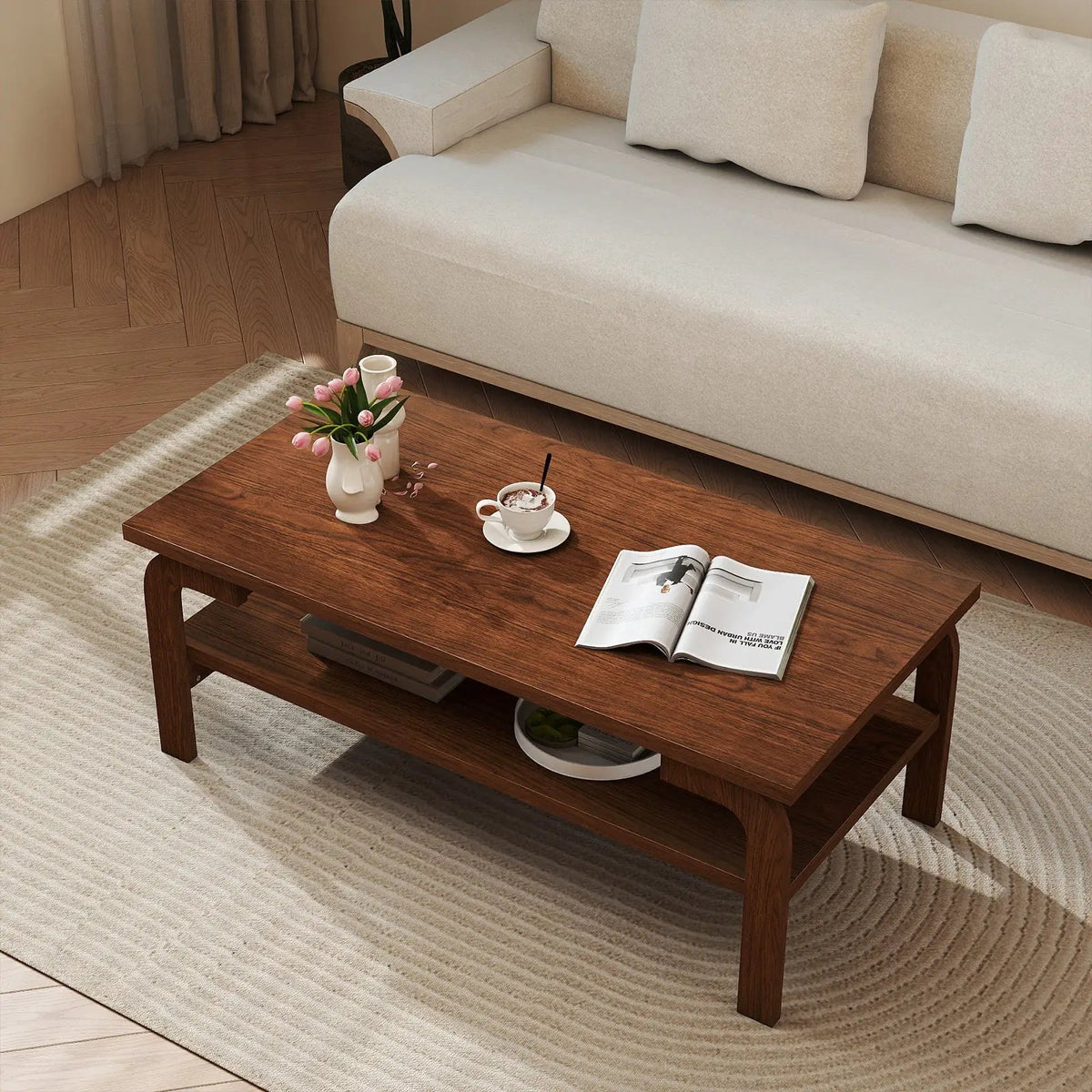 47 Inches Accent Rectangular Coffee Table for Living Room by DirectDeals