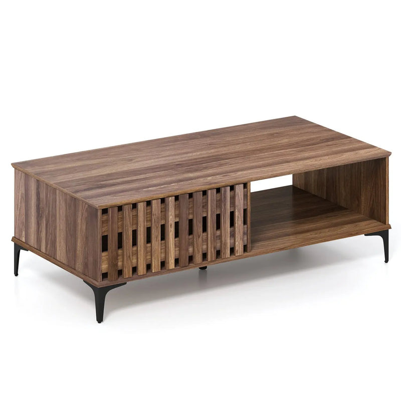 47 Inches Mid Century Coffee Table Farmhouse Wooden Center Table by DirectDeals