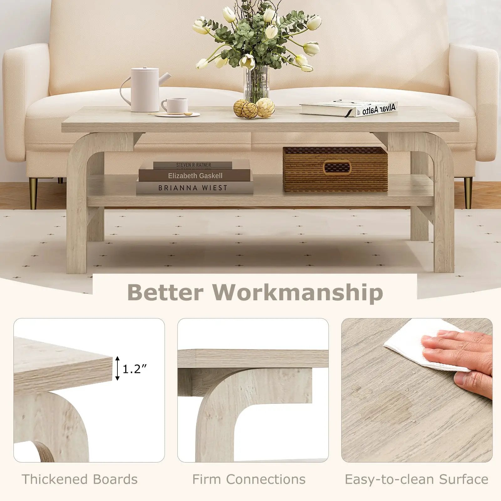 47 Inches Accent Rectangular Coffee Table for Living Room by DirectDeals