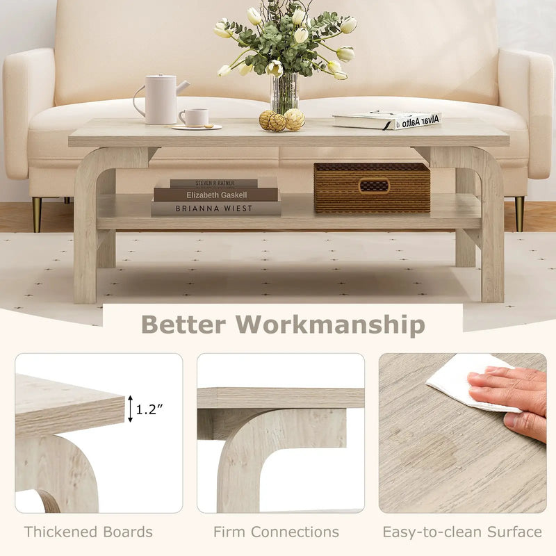47 Inches Accent Rectangular Coffee Table for Living Room by DirectDeals
