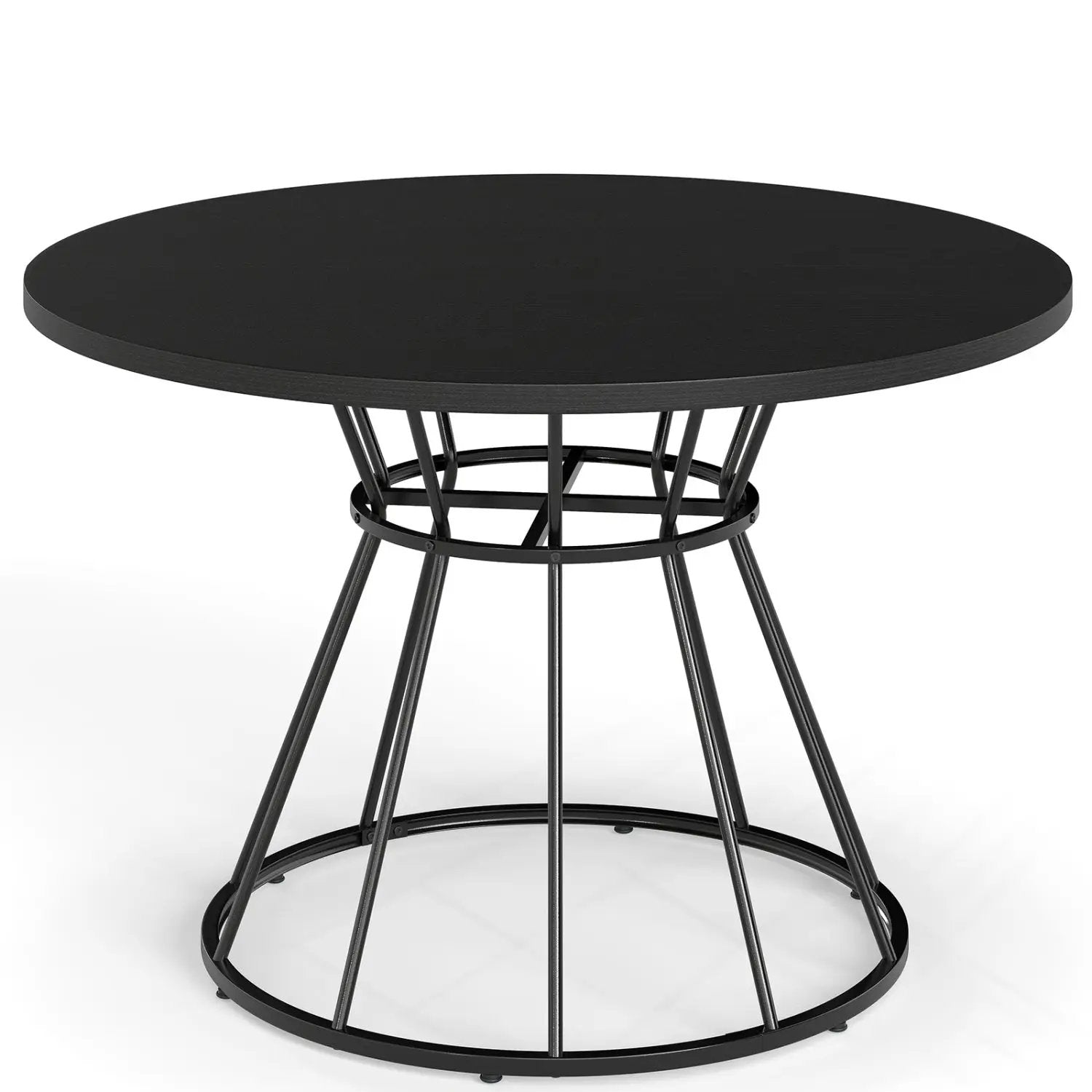 47 Inches Round Dining Table for 4 Farmhouse Kitchen Table with Wooden Tabletop by DirectDeals